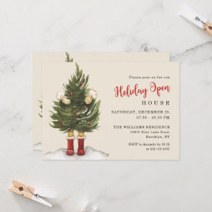 Invitation Vintage Christmas Tree Holiday Maison ouverte