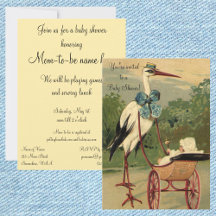 Vintage cigogne victorienne avec Baby shower de tr
