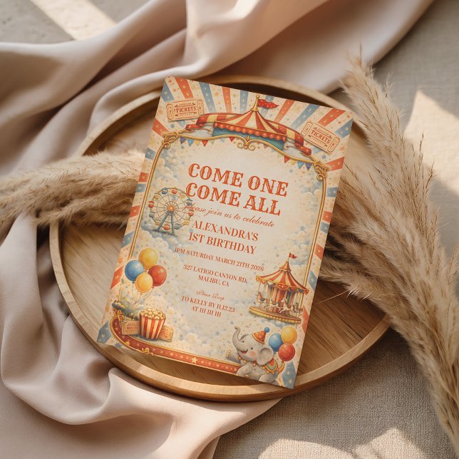 Invitation Vintage Circus Fairytale Birthday (Créateur téléchargé)