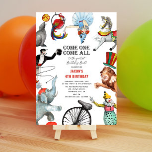 Invitation Vintage Cirque Thème Anniversaire de enfant Invita