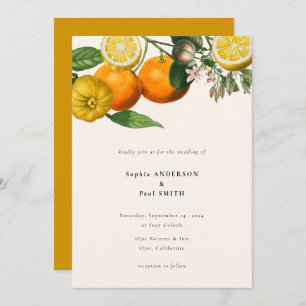 Invitation Vintage Citrus Citrus Mariage botanique