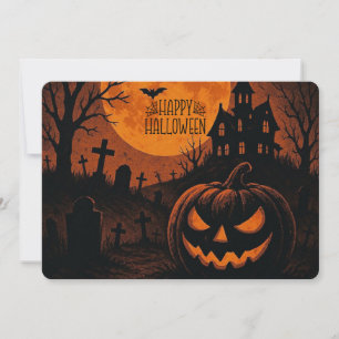 Invitation Vintage, classique Happy Halloween citrouille