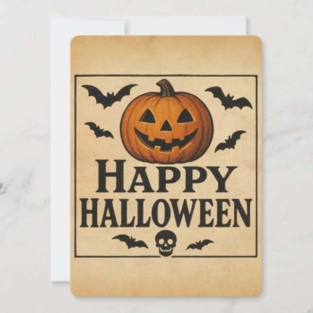 Invitation Vintage/classique Happy Halloween jack-o-lantern (Devant)
