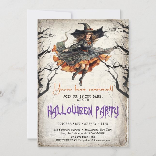 Invitation Vintage classique traditionnel aquarelle effrayant (Devant)