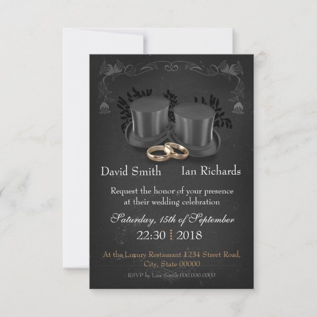 Invitation Vintage Collapsibles haut Hats on chalkboard (Devant)