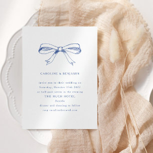 Invitation Vintage Coquette Blue Bow minimaliste Mariage
