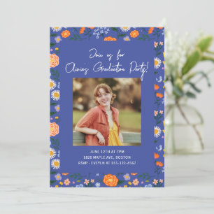 Invitation Vintage Cottagecore Floral Photo Graduation Party