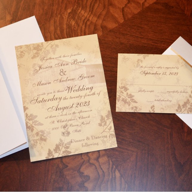 Invitation Vintage Country Barn Mariage (Créateur téléchargé)