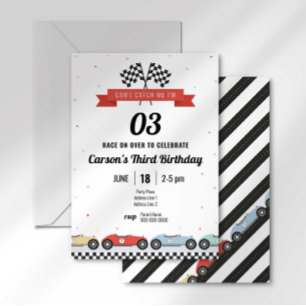 Invitation Vintage course voiture premier tour Anniversaire I