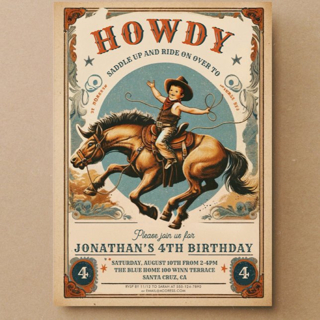 Invitation Vintage Cowboy Country Western Anniversaire (Créateur téléchargé)