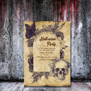 Invitation vintage crâne gothique halloween éffrayant