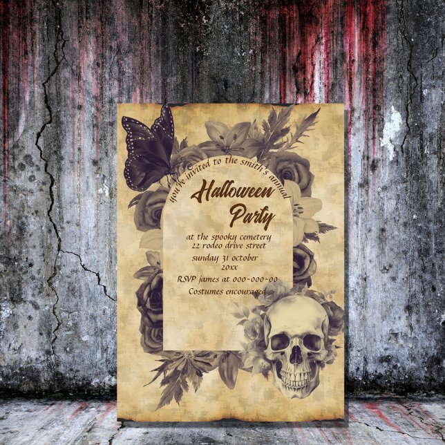 Invitation vintage crâne gothique halloween éffrayant (Créateur téléchargé)