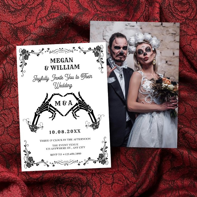 Invitation Vintage crâne gothique mariage (Créateur téléchargé)