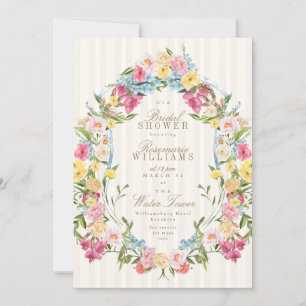 Invitation vintage crête fleurie crème nuptiale