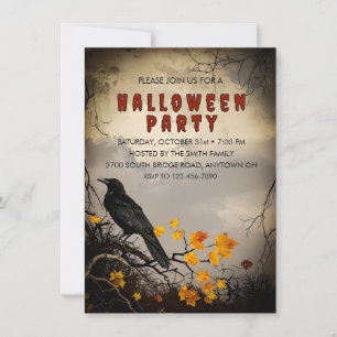 Invitation Vintage Crow & Autumn quitte la fête d'Halloween