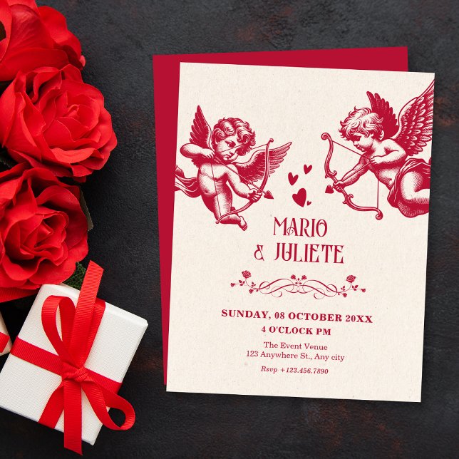 Invitation Vintage cupid love wedding  (Créateur téléchargé)