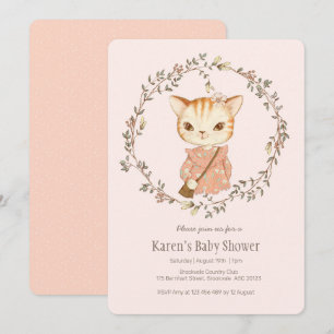 Invitation Vintage Cute Kitty Cat Baby shower
