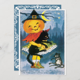Invitation Vintage Cute Little Citrouille Halloween