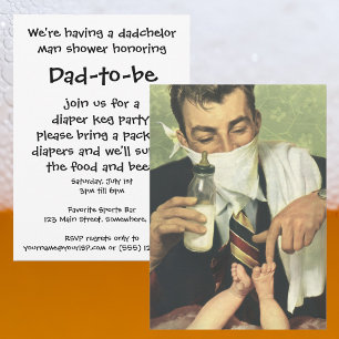 Invitation Vintage Dadchelor Baby Shower Man Shower Party