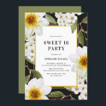 Invitation Vintage Dahlia et Spirea Botanical Sweet 16 Party<br><div class="desc">Famille Invitation et amis à votre événement avec cette invitation botanique douce 16 fête. Il présente de belles illustrations de dahlias et d'araignées avec de la verdure. Cette invitation au sweet sixteen floral est parfaite pour les anniversaires de printemps,  d'automne et de jardin.</div>