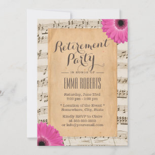 Invitation Vintage Daisy Floral Parti de retraite musicale