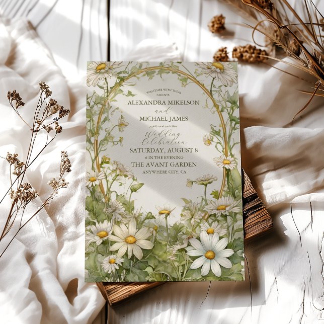 Invitation Vintage Daisy Mariage Art Nouveau (Créateur téléchargé)