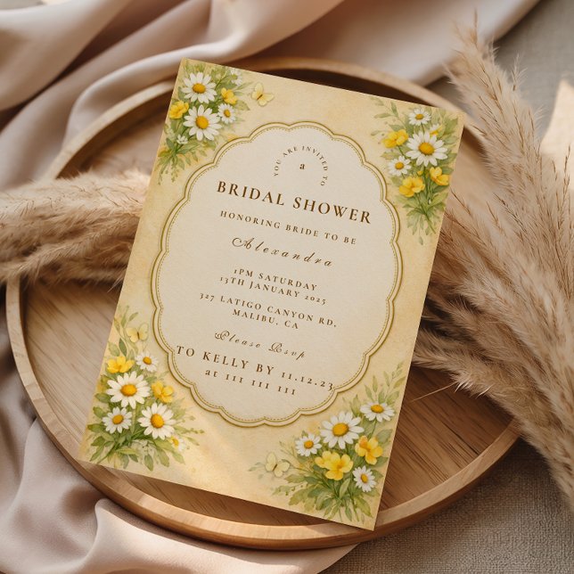 Invitation Vintage Daisy Wildflower Bridal Shower (Créateur téléchargé)