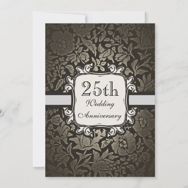 Invitation vintage damas pour les 25 ans de mariag (Devant)
