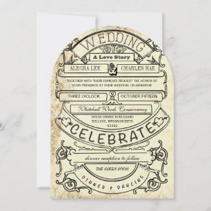 Invitation Vintage Damask et moderne Mariage de typographie