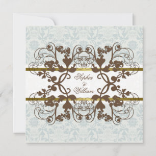 Invitation Vintage Damask Fils Floral Dentelle Mariage Invite