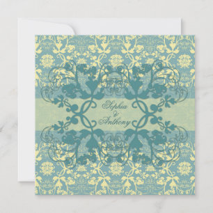 Invitation Vintage Damask Fils Floral Dentelle Mariage Invite