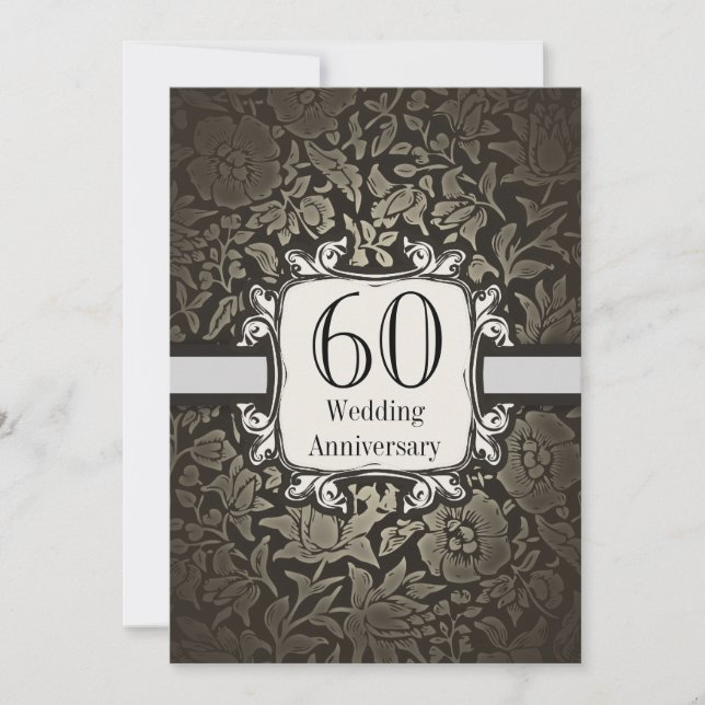 Invitation vintage damasquinée pour les 60 ans de  (Devant)