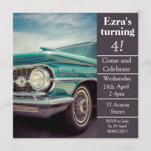 Invitation vintage d'anniversaire de soin