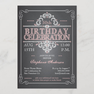 Invitation vintage d'anniversaire de tableau