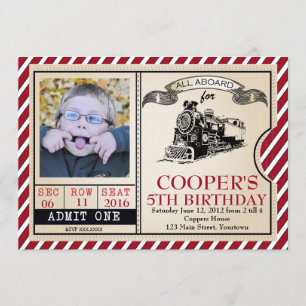 Invitation vintage d'anniversaire de train