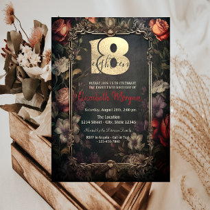 Invitation Vintage Dark Rose gothique 18e anniversaire