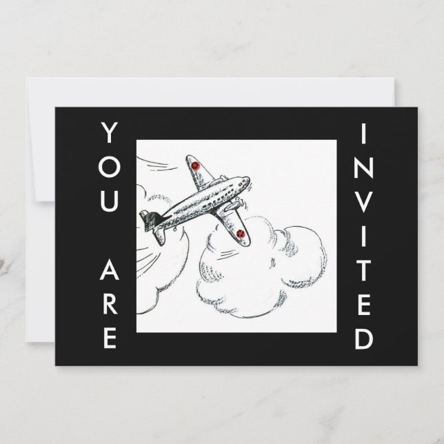 Invitation vintage d'aviation du dessin | d'avion (Devant)