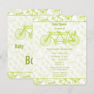 Invitation vintage de Baby shower à vélos à chaux