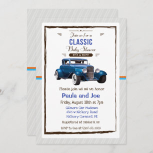 Invitation vintage de baby shower de voiture