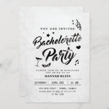 Invitation vintage de Bachelorette noir et blanc