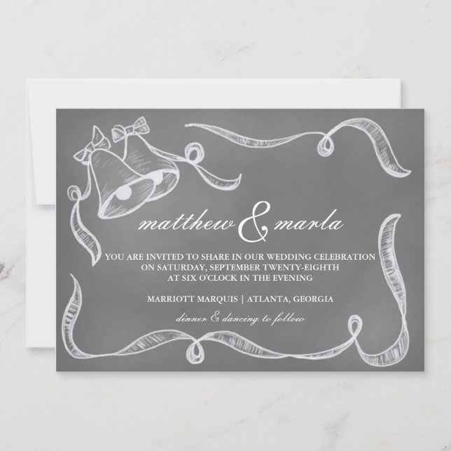 Invitation vintage de Bells de mariage de tableau (Devant)