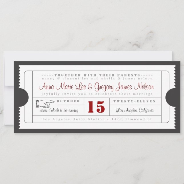 Invitation vintage de billet (Devant)