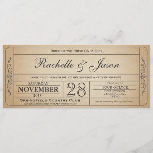 Invitation vintage de billet de mariage