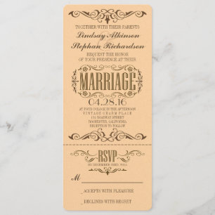 Invitation vintage de billet de mariage