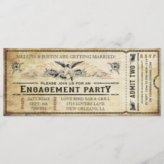 Invitation vintage de billet de partie de