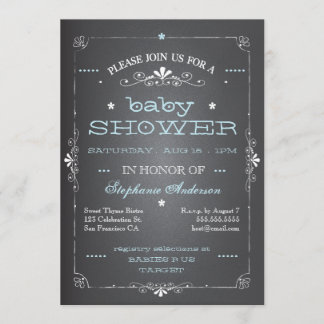 Invitation vintage de bleu de garçon de baby