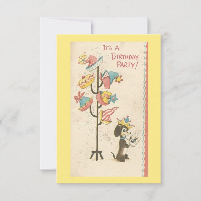 Invitation vintage de chien d'anniversaire (Devant)
