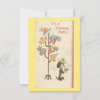 Invitation vintage de chien d'anniversaire