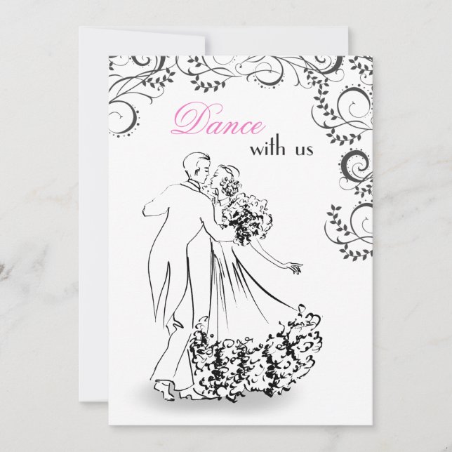 Invitation vintage de couples de danse de mariage (Devant)