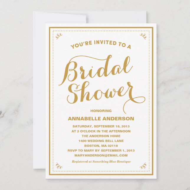 Invitation vintage de douche nuptiale (Devant)
